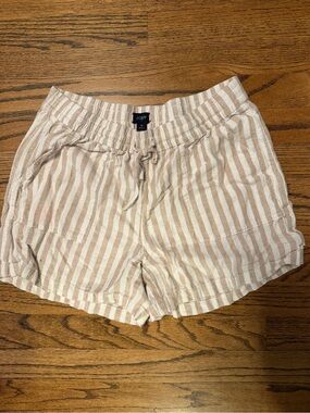 J. Crew Women's Striped Drawstring Shorts - Beige and White